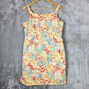 Ann Taylor LOFT Yellow Floral Sleeveless Dress Preppy Boho Cottagecore Size 14P